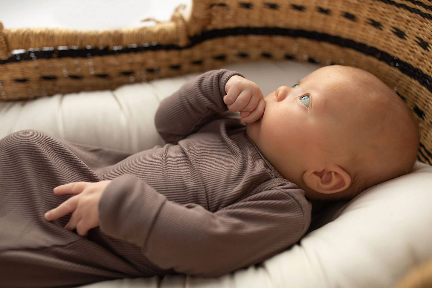 Cocoa Brown Ribbed Knotted Newborn Gown and Hat