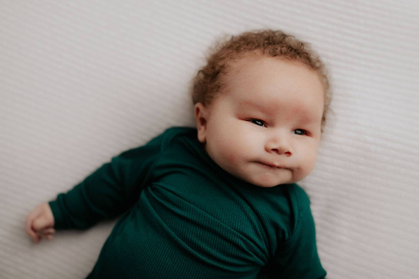 Forest Green Ribbed Knotted Newborn Gown