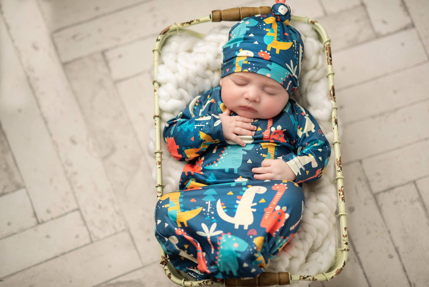 Dino Baby Gown and Hat Set