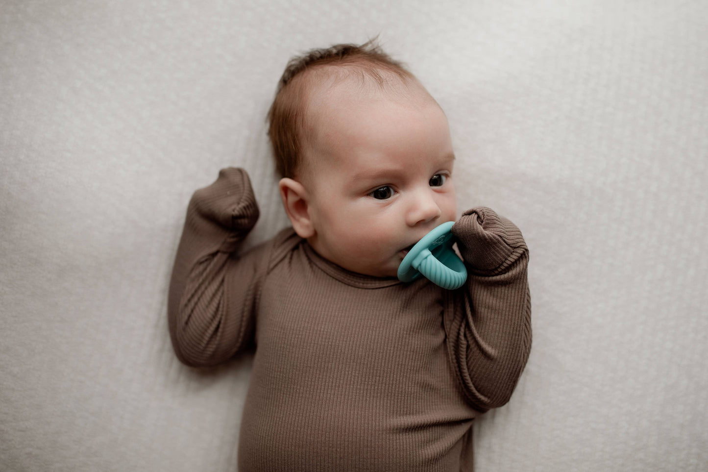 Cocoa Brown Ribbed Knotted Newborn Gown and Hat