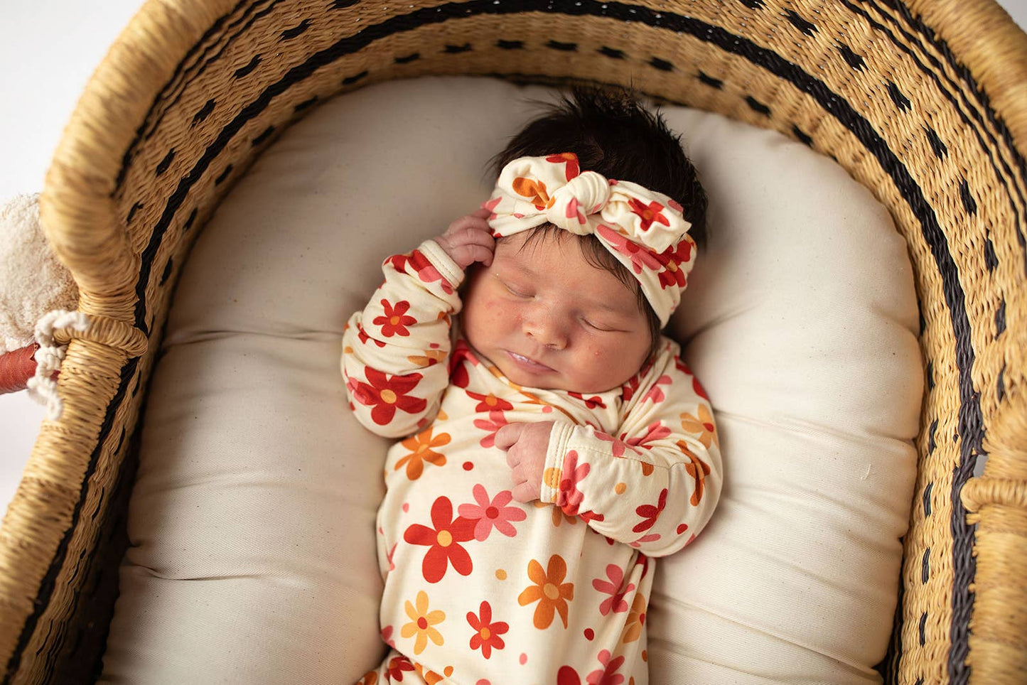 70s Groovy Knotted Newborn Gown and Bow