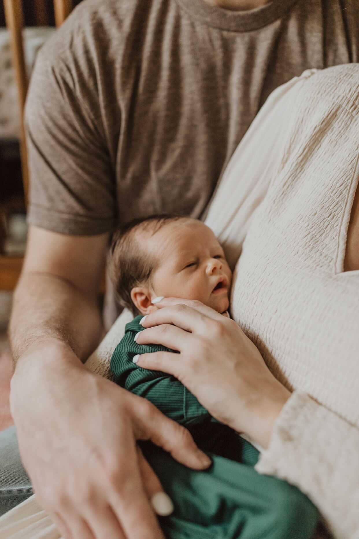 Forest Green Ribbed Knotted Newborn Gown