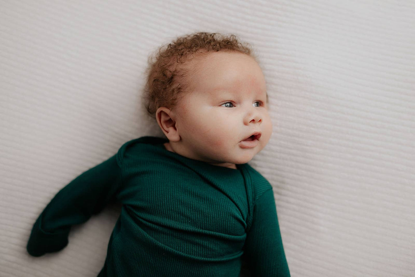 Forest Green Ribbed Knotted Newborn Gown