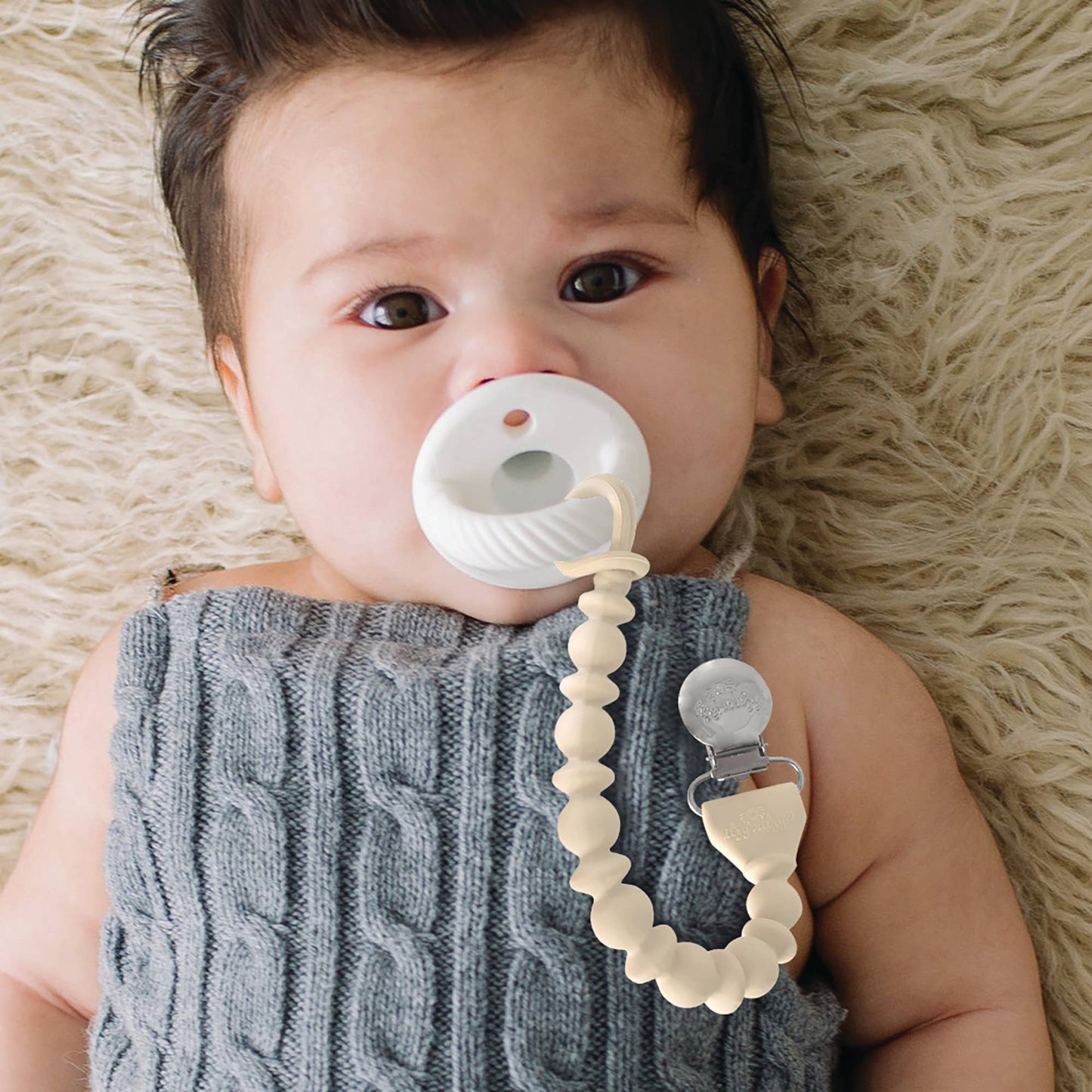 Sweetie Strap™ Silicone One-Piece Pacifier Clips (Toast)