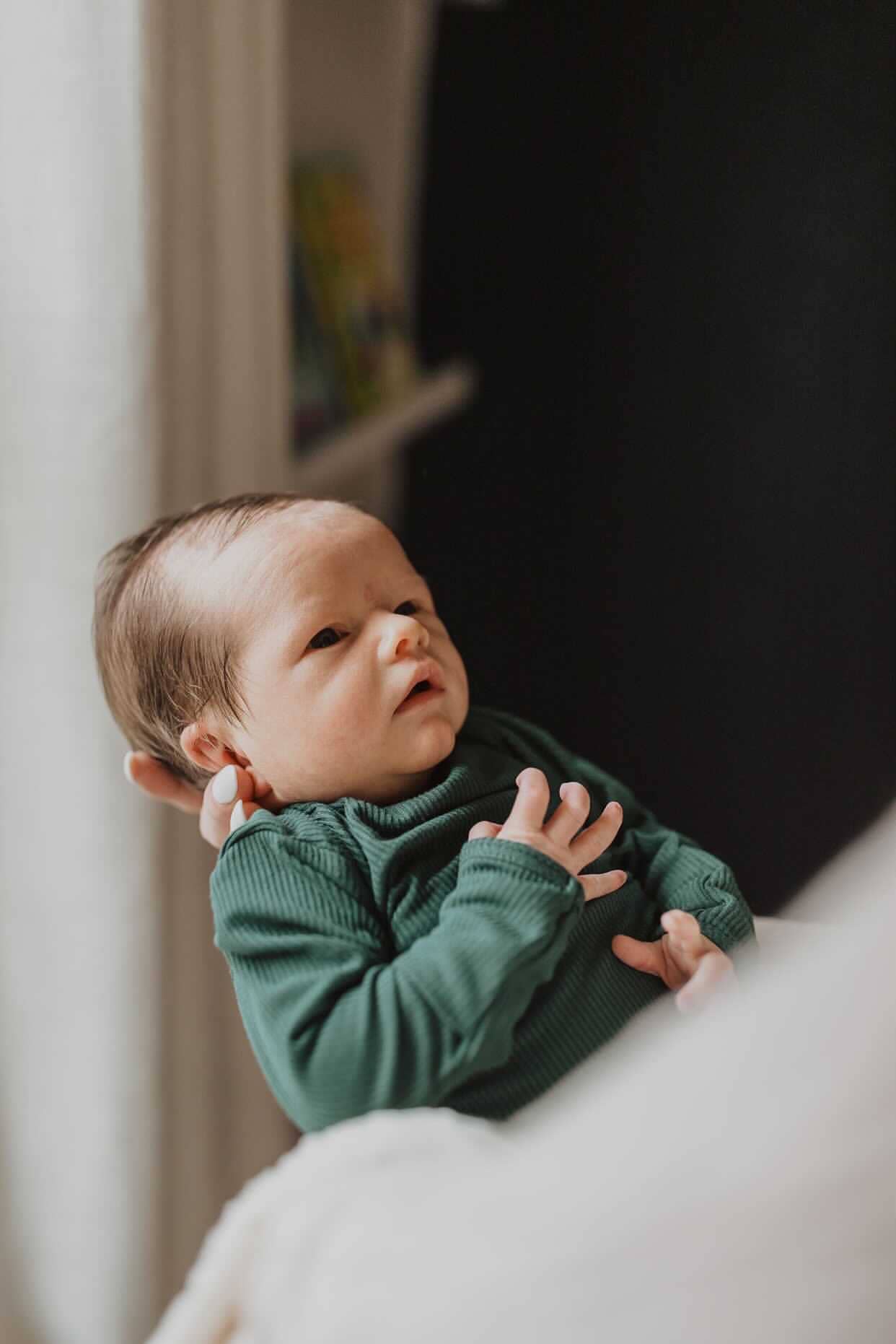 Forest Green Ribbed Knotted Newborn Gown
