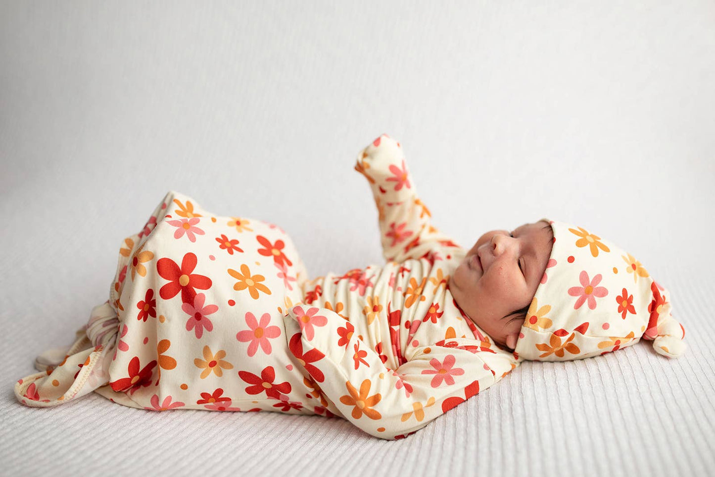 70s Groovy Knotted Newborn Gown and Bow