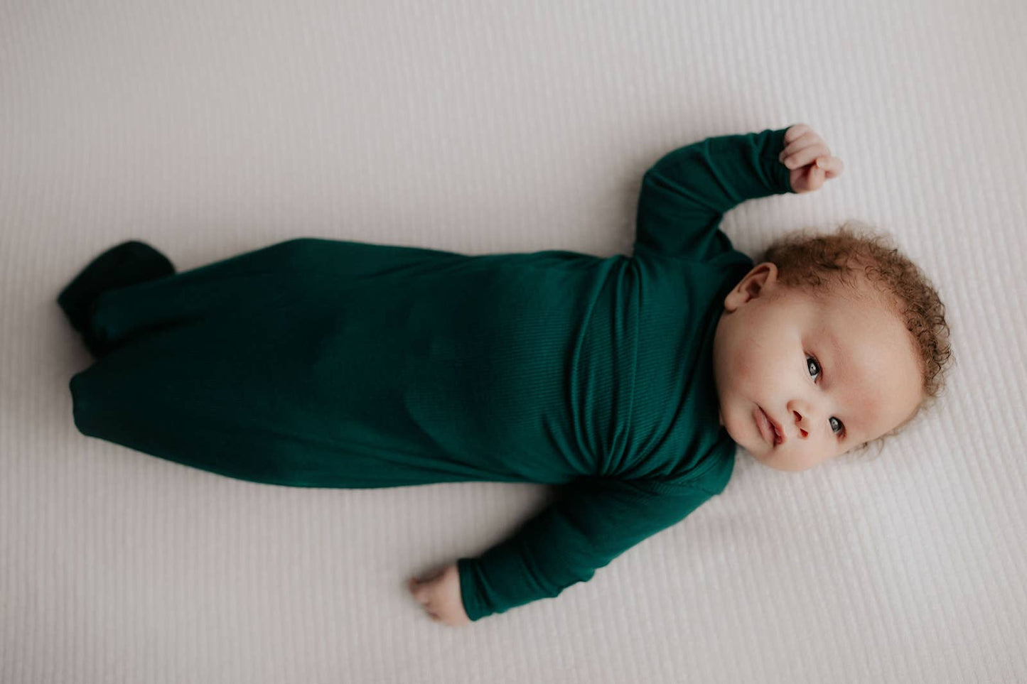 Forest Green Ribbed Knotted Newborn Gown