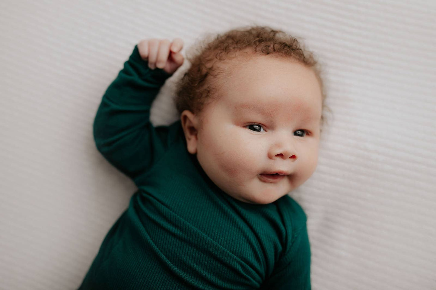Forest Green Ribbed Knotted Newborn Gown