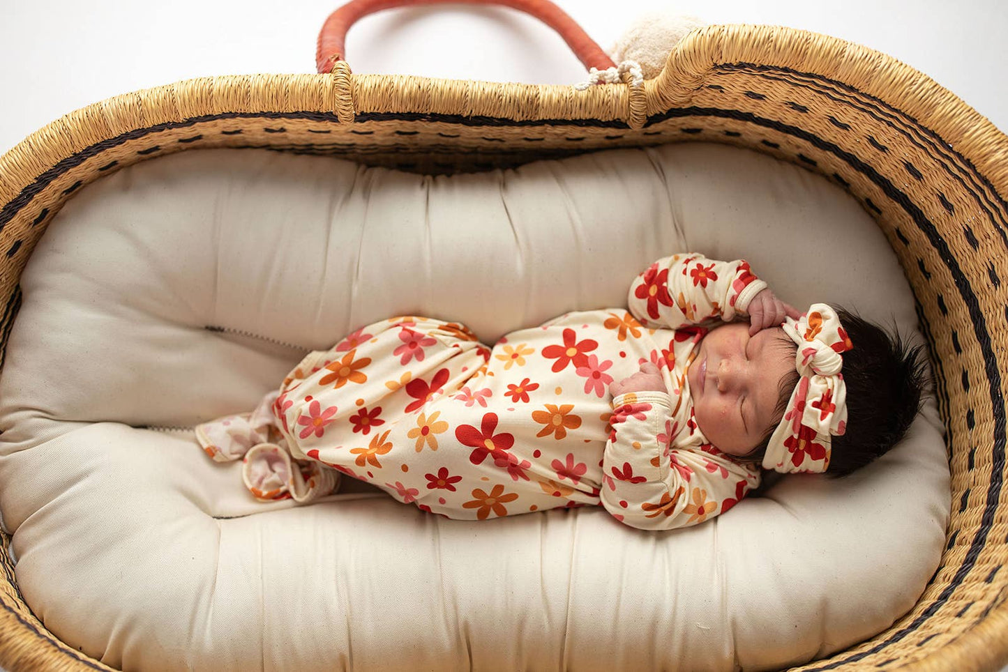 70s Groovy Knotted Newborn Gown and Bow