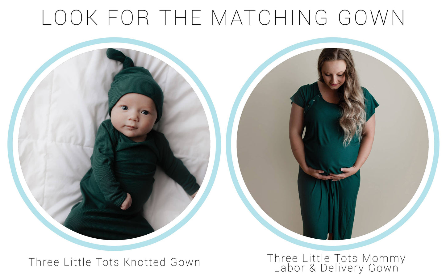 Forest Green Ribbed Knotted Newborn Gown