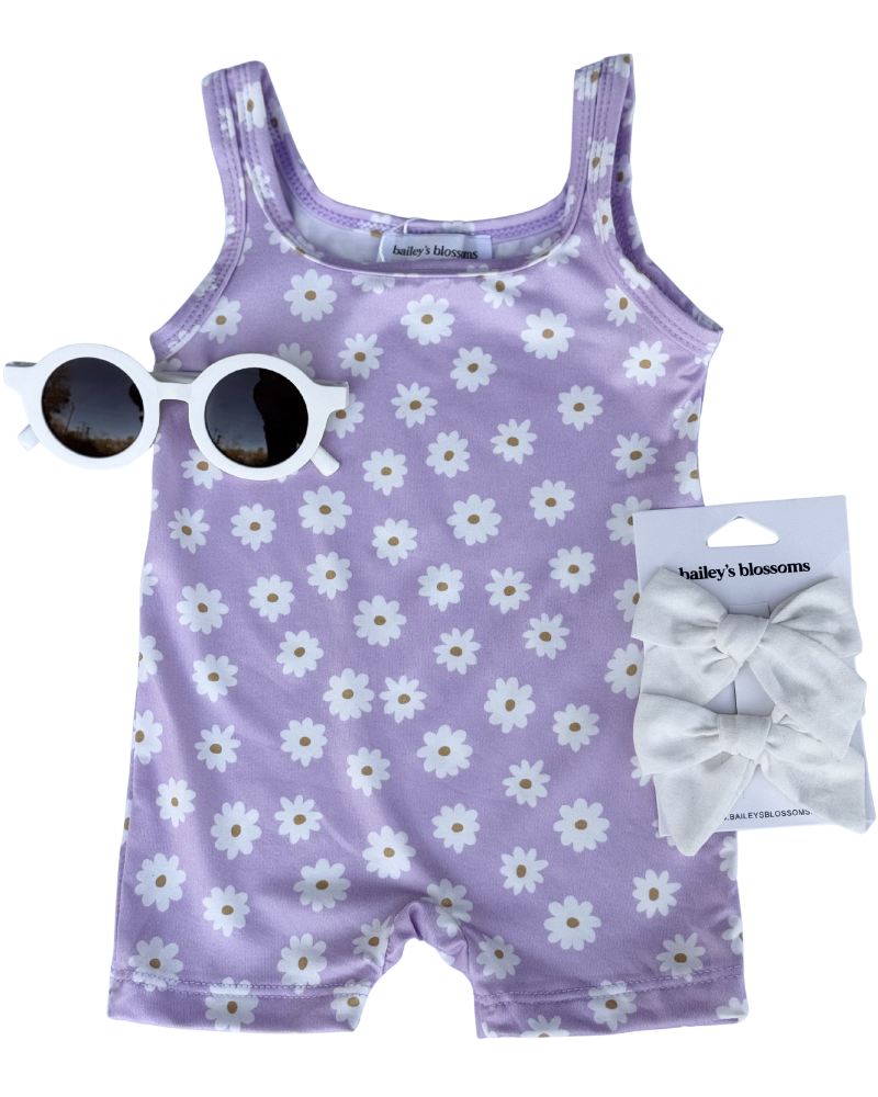 Piper Bikeshort Romper - Lavender Bloom