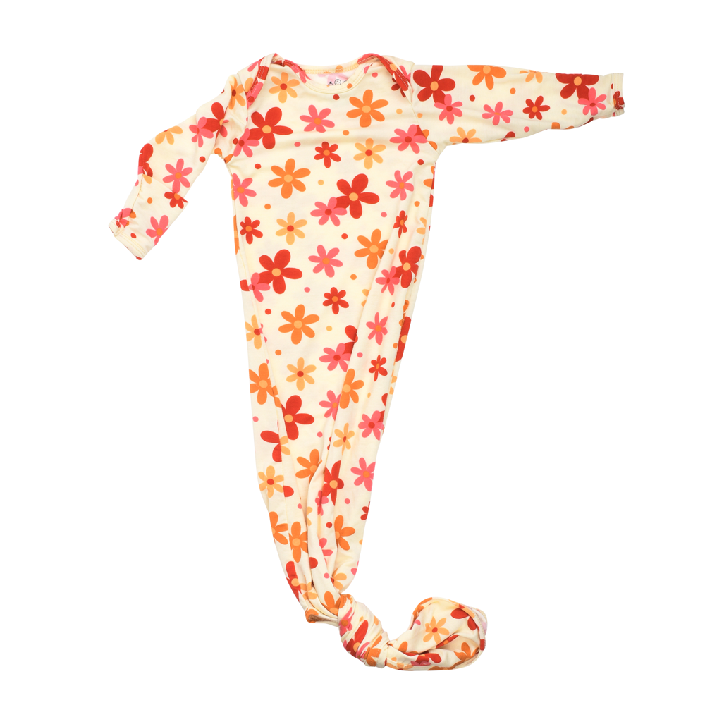 70s Groovy Knotted Newborn Gown and Bow