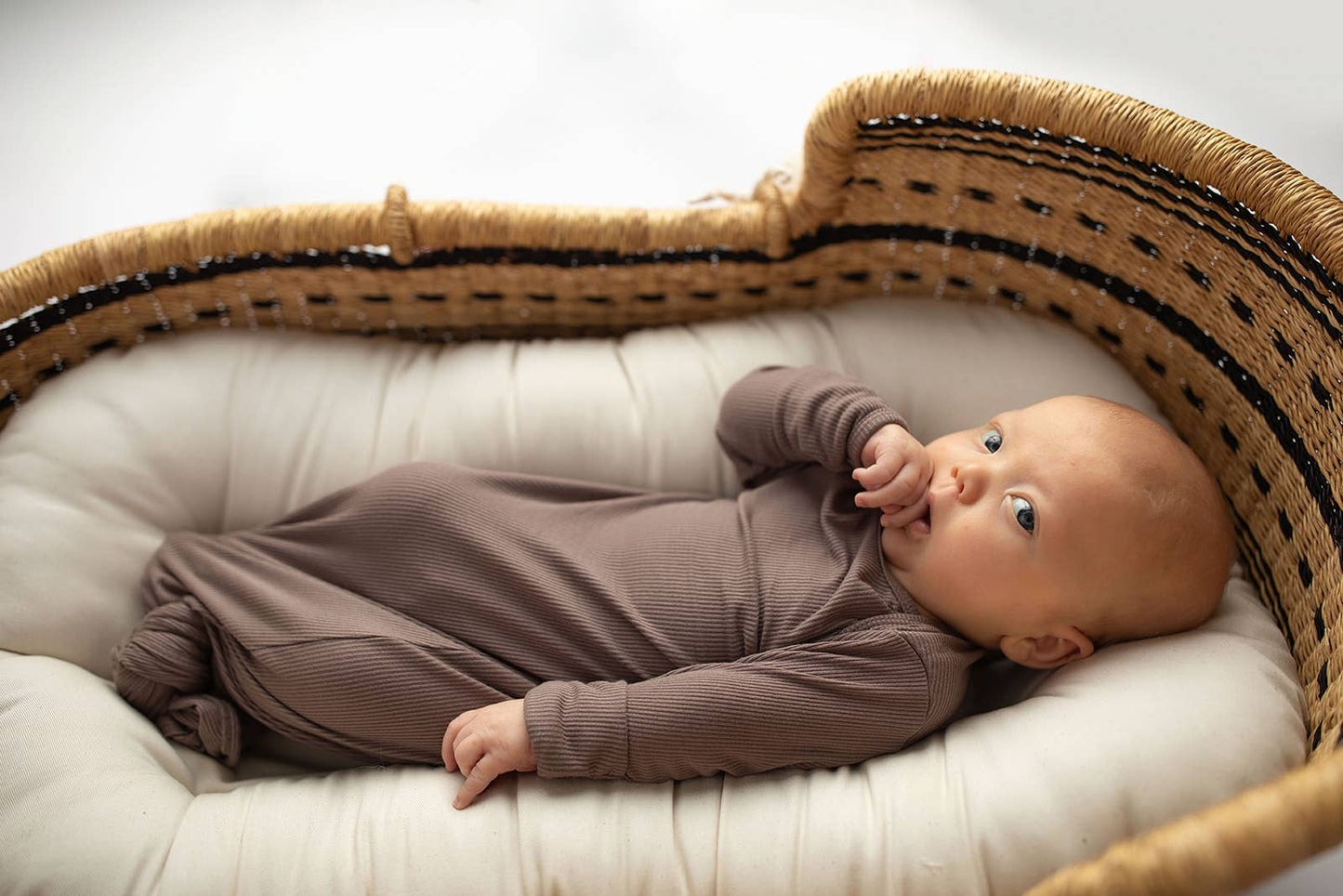 Cocoa Brown Ribbed Knotted Newborn Gown and Hat