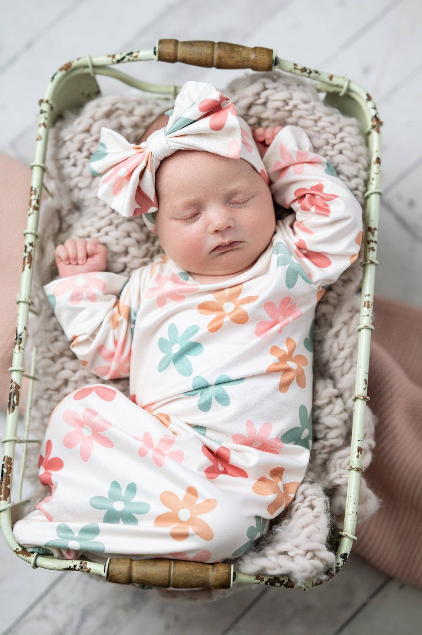Flower Power Baby Gown and Bow