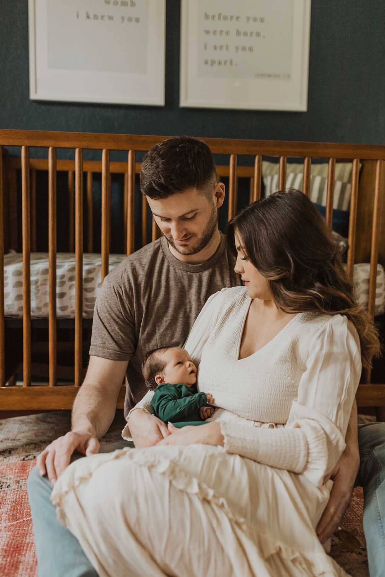 Forest Green Ribbed Knotted Newborn Gown