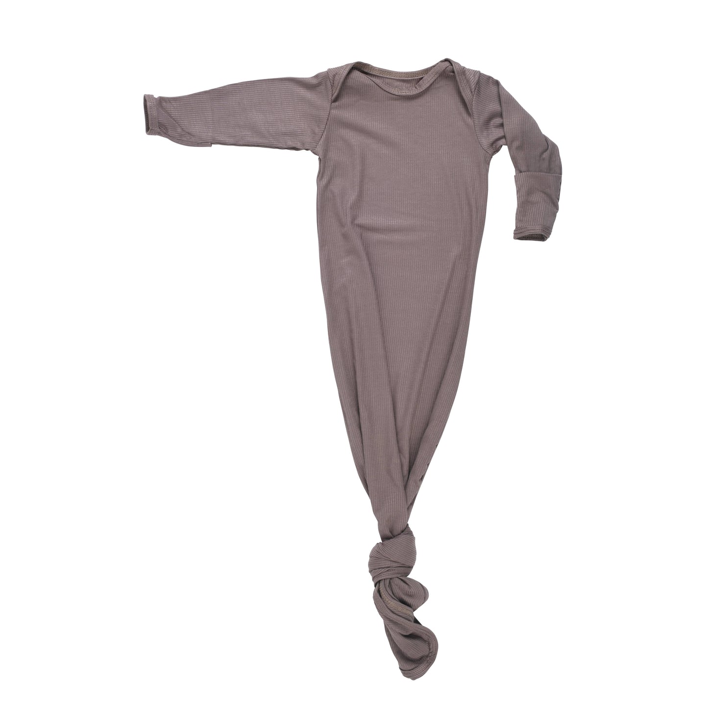 Cocoa Brown Ribbed Knotted Newborn Gown and Hat