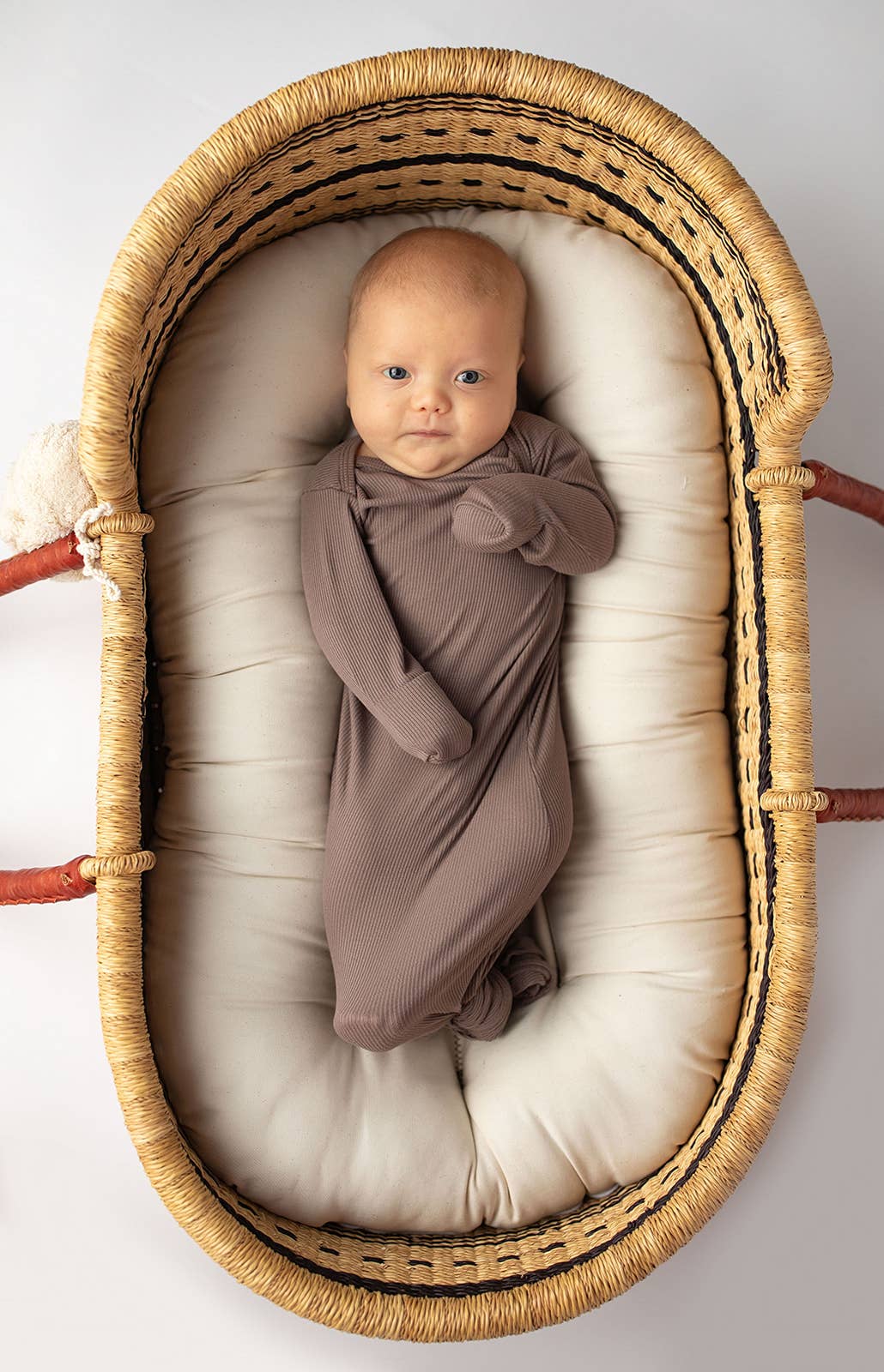 Cocoa Brown Ribbed Knotted Newborn Gown and Hat