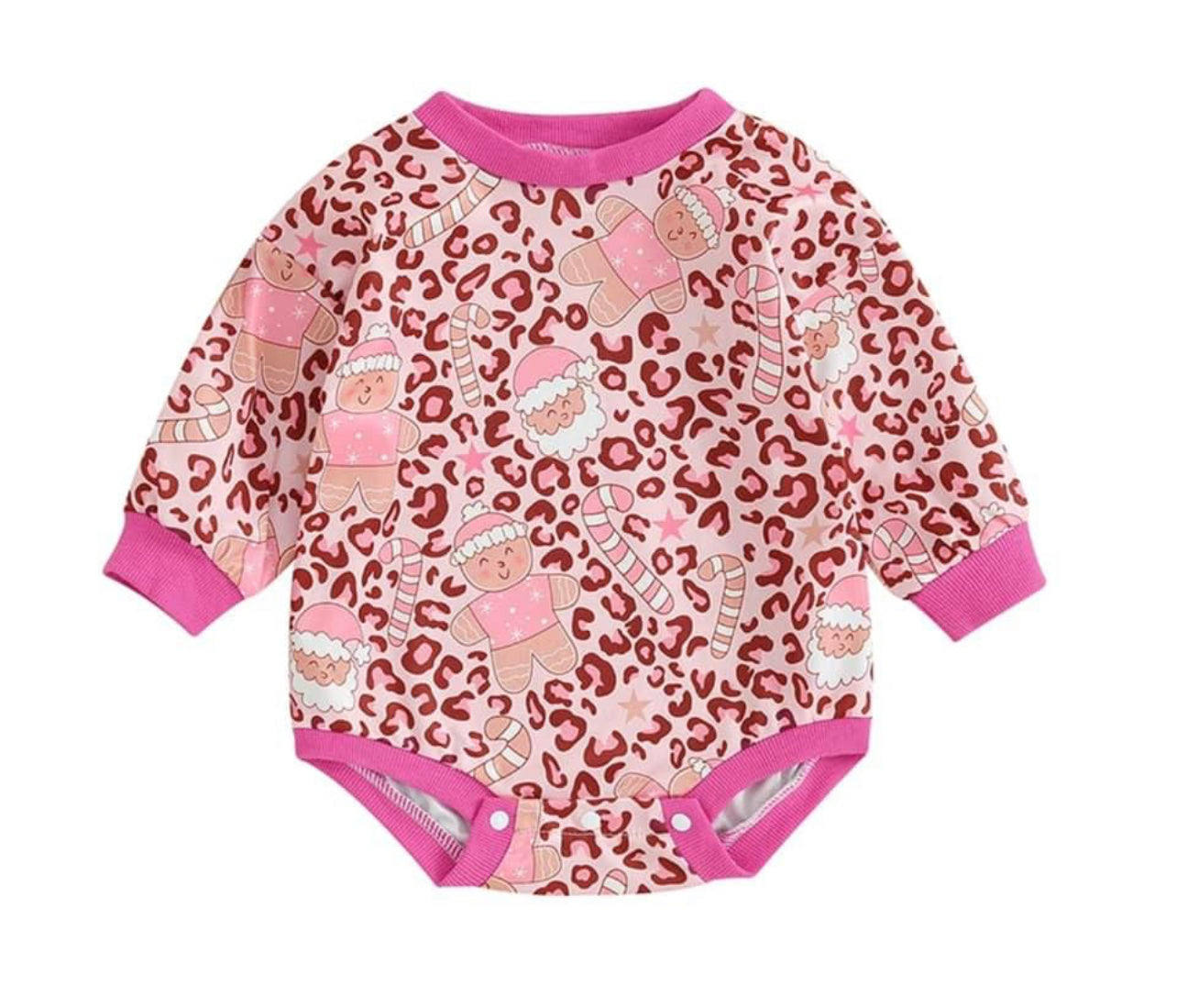 Leopard Pink Christmas Bubble Romper