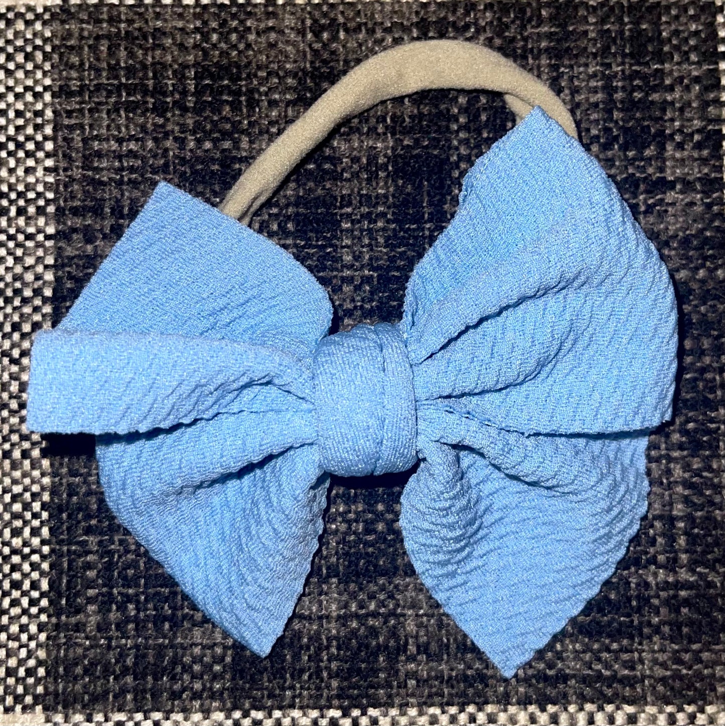 Waffle Knit Nylon Bow (Baby Blue)