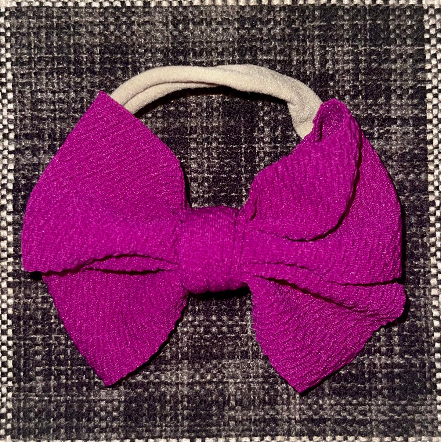 Waffle Knit Nylon Bow (Purple)