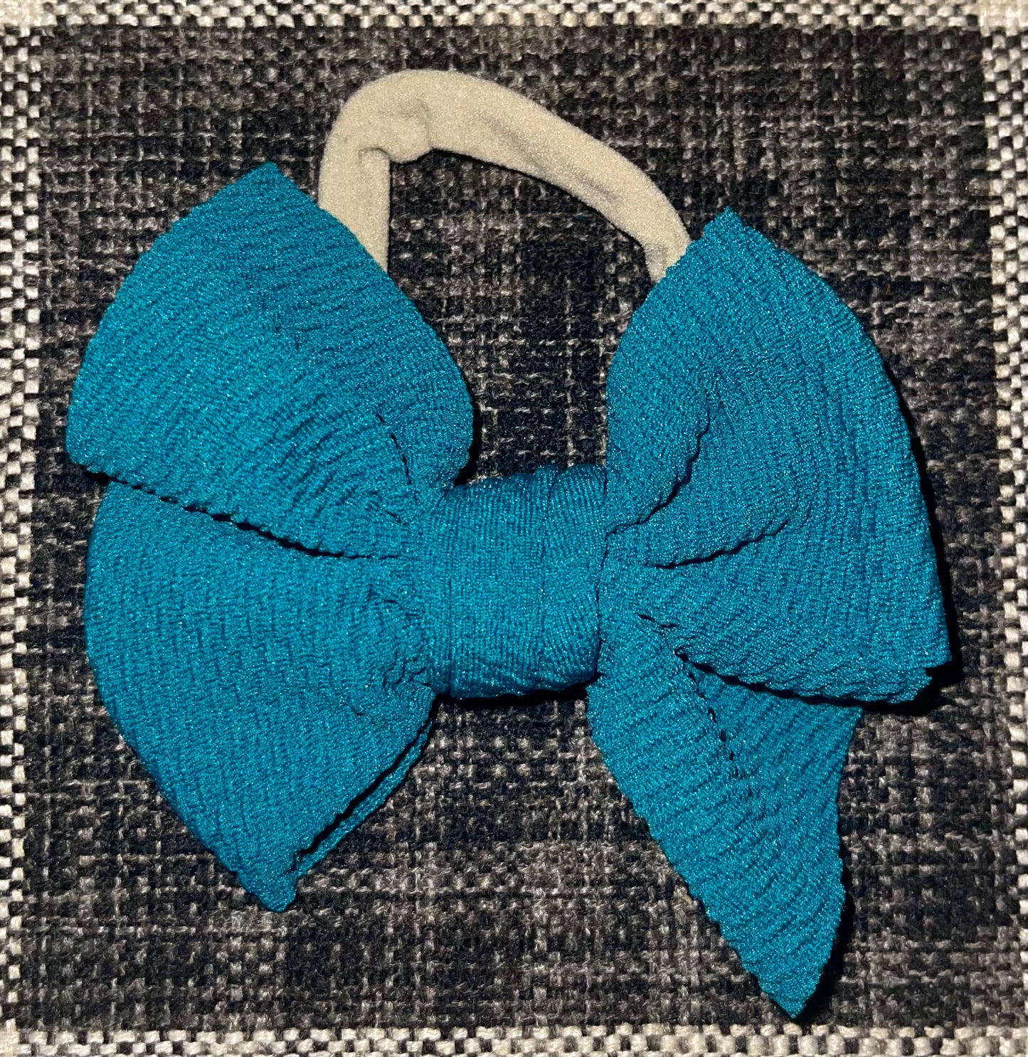 Waffle Knit Nylon Bow (Teal)