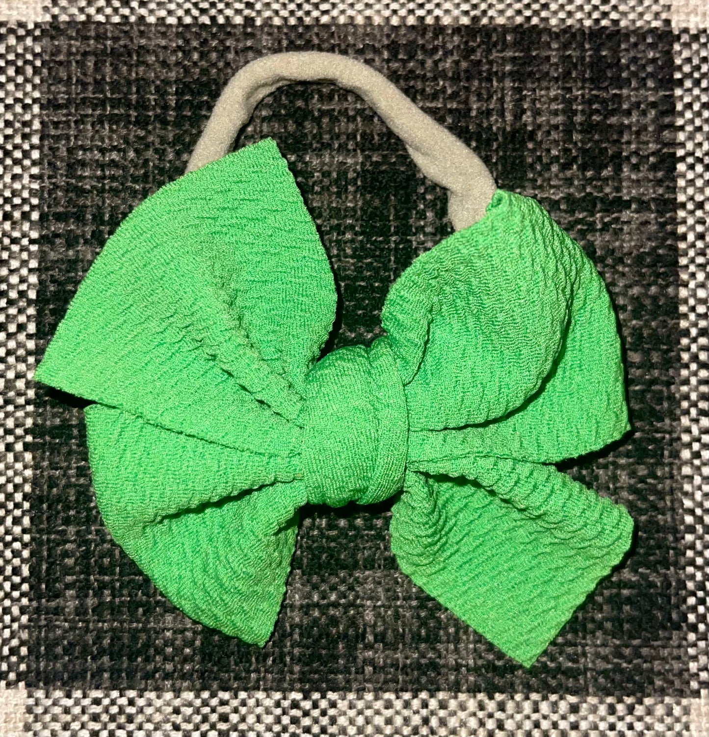 Waffle Knit Nylon Bow (Bright Green)