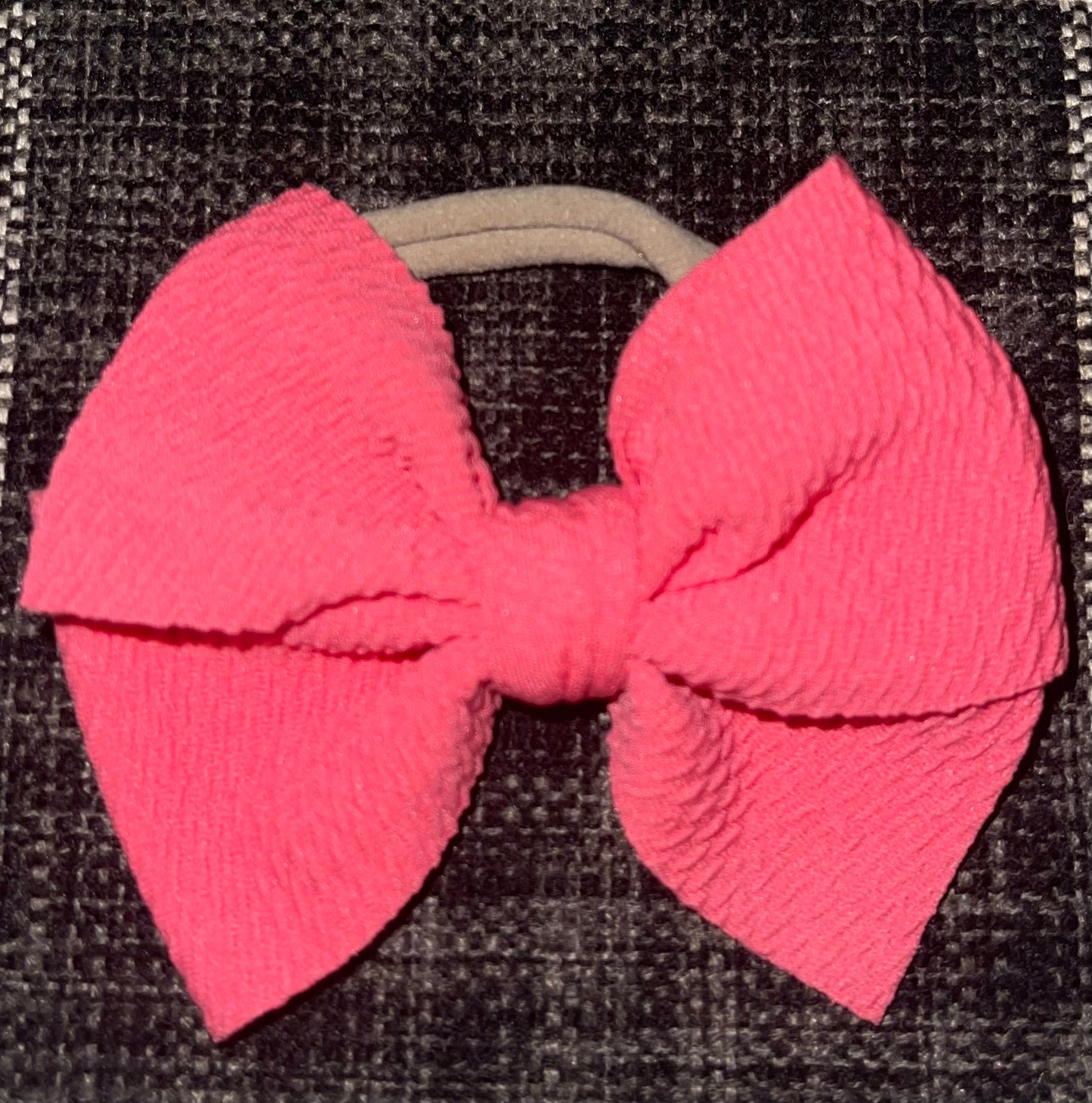 Waffle Knit Nylon Bow (Salmon)