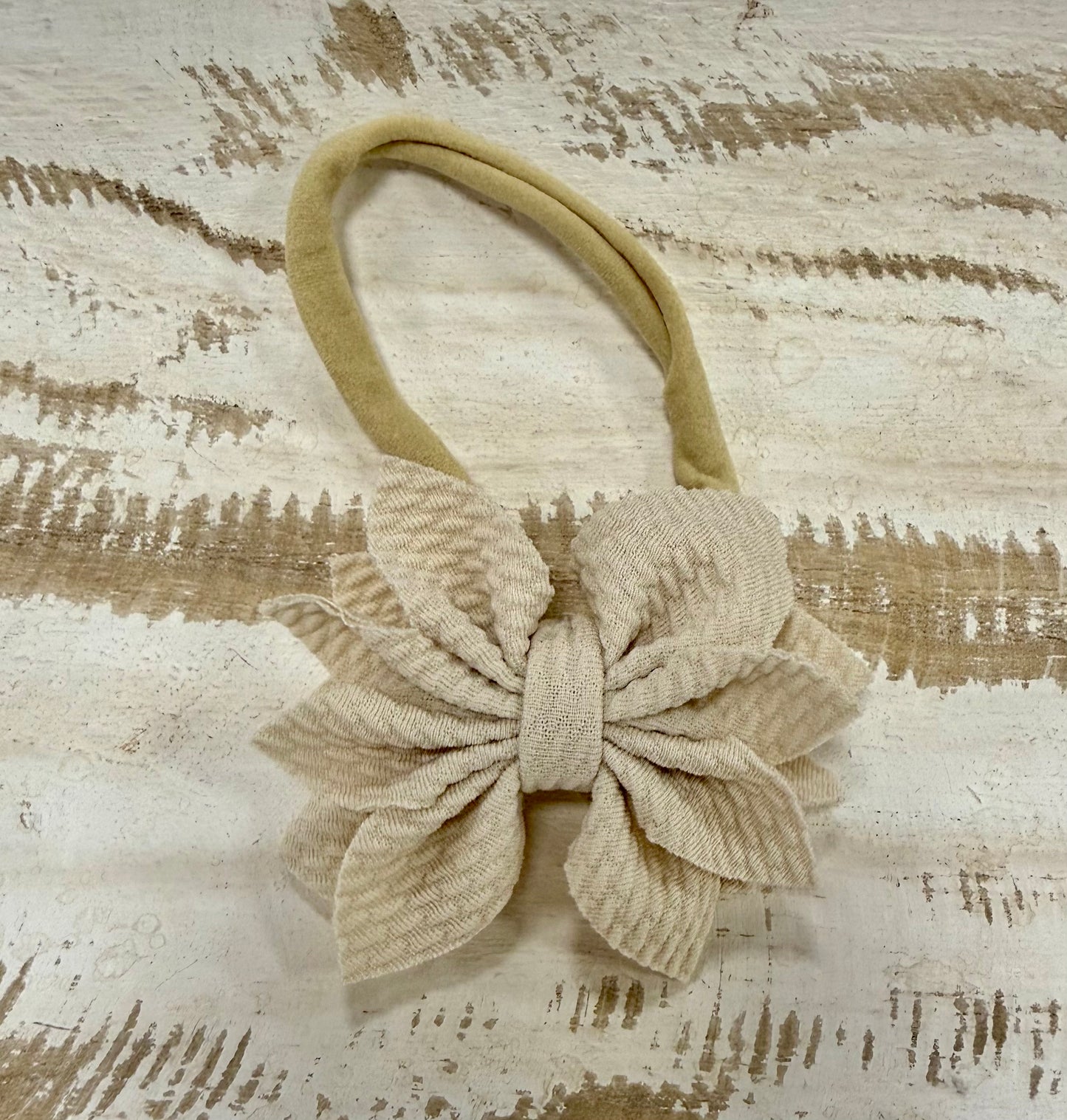 Flower Petal Nylon Bow - Natural