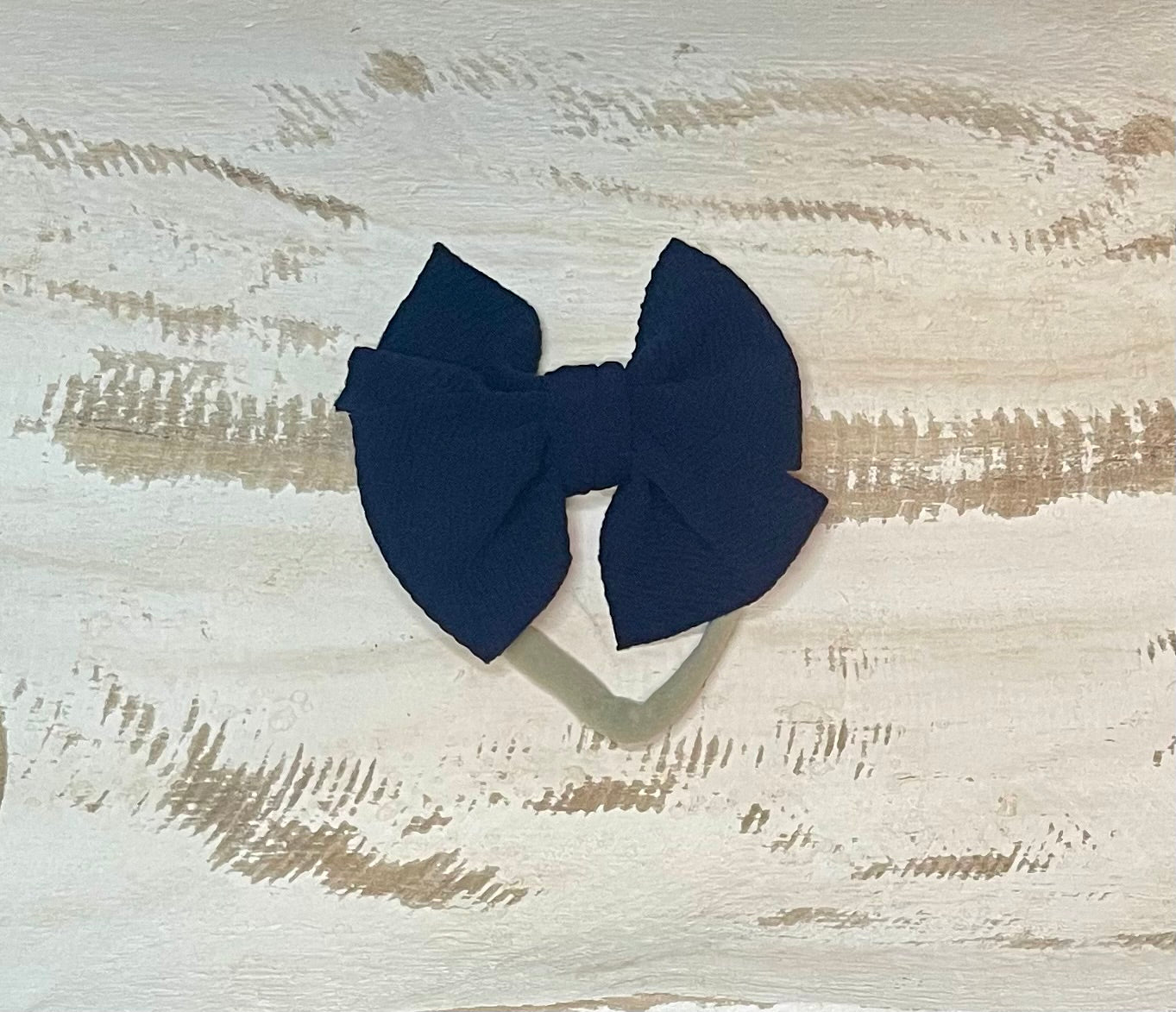 Waffle Knit Nylon Bow (Navy)
