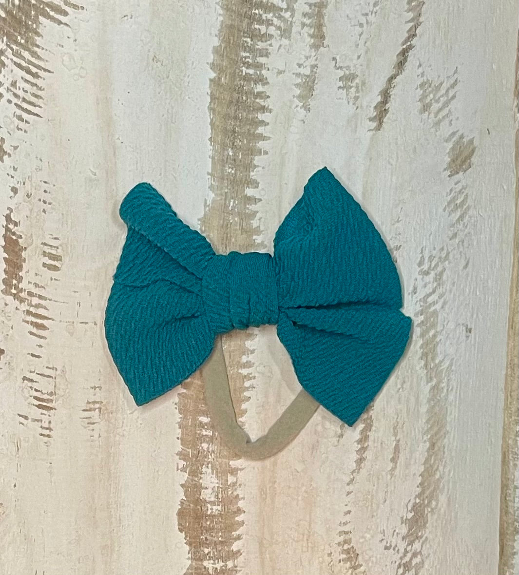 Waffle Knit Nylon Bow (Teal)
