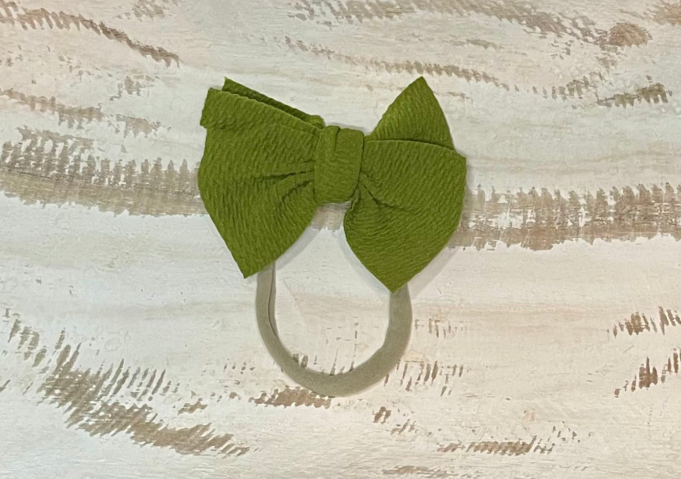 Waffle Knit Nylon Bow (Olive Green)