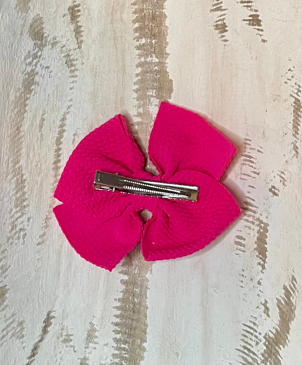 Waffle Alligator Clip Bow (Hot Pink)