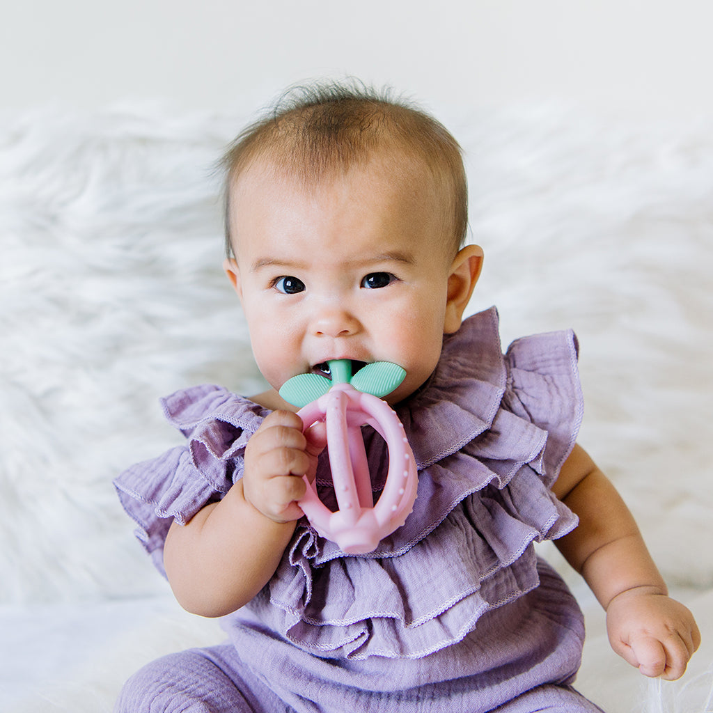 Bitzy Biter™ Teething Ball & Training Toothbrush (Pink Lemonade)