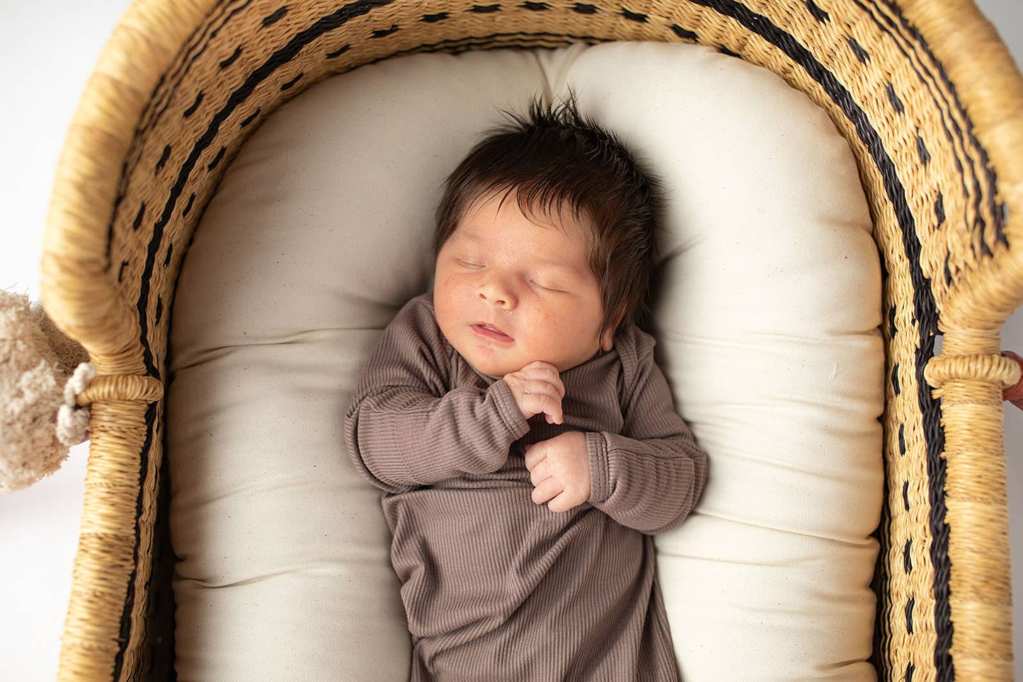Cocoa Brown Ribbed Knotted Newborn Gown and Hat