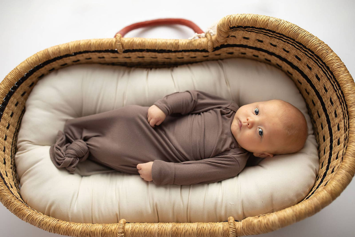 Cocoa Brown Ribbed Knotted Newborn Gown and Hat