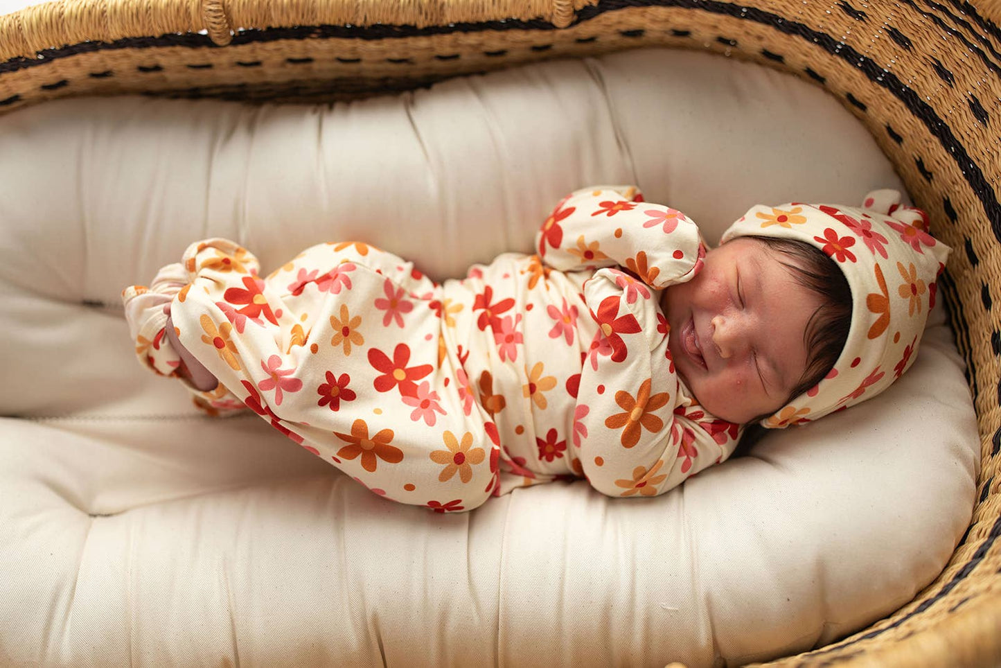 70s Groovy Knotted Newborn Gown and Bow