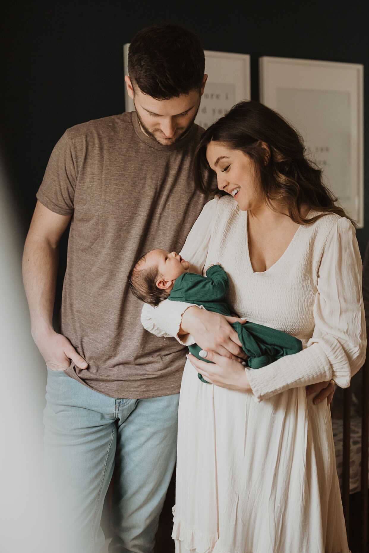 Forest Green Ribbed Knotted Newborn Gown