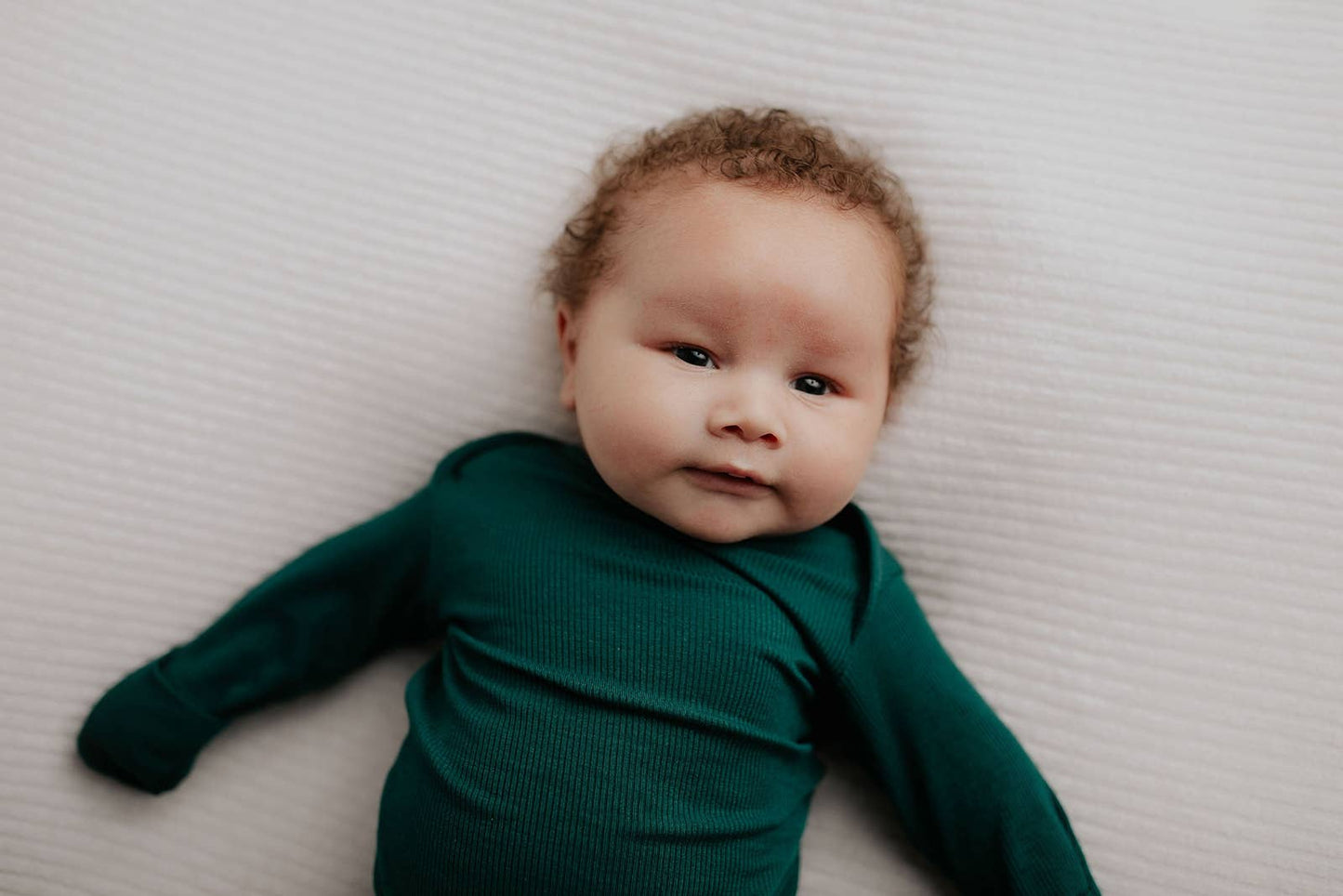 Forest Green Ribbed Knotted Newborn Gown