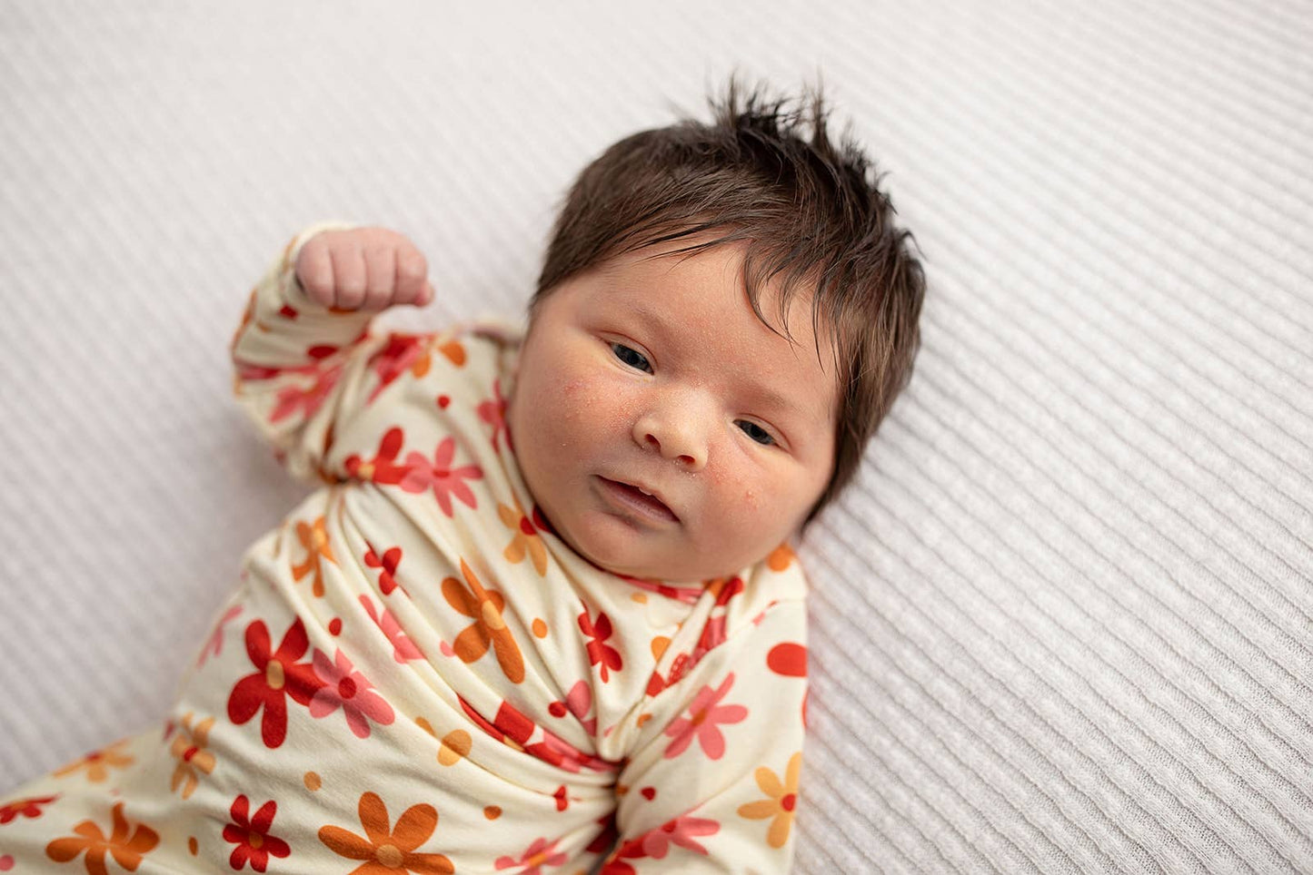 70s Groovy Knotted Newborn Gown and Bow