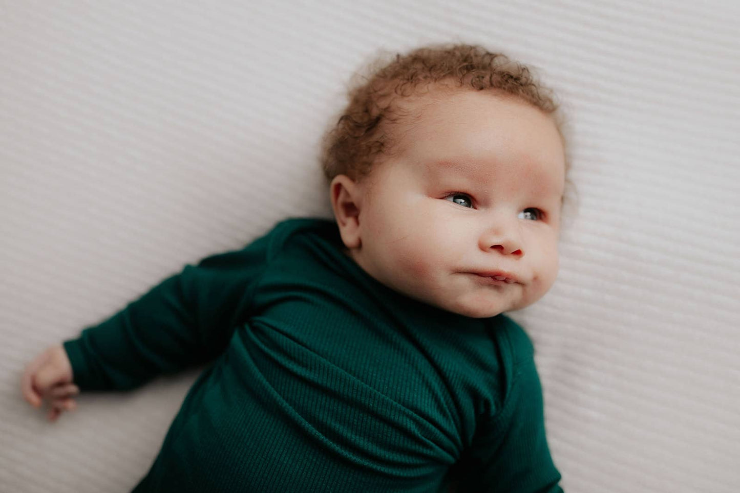 Forest Green Ribbed Knotted Newborn Gown