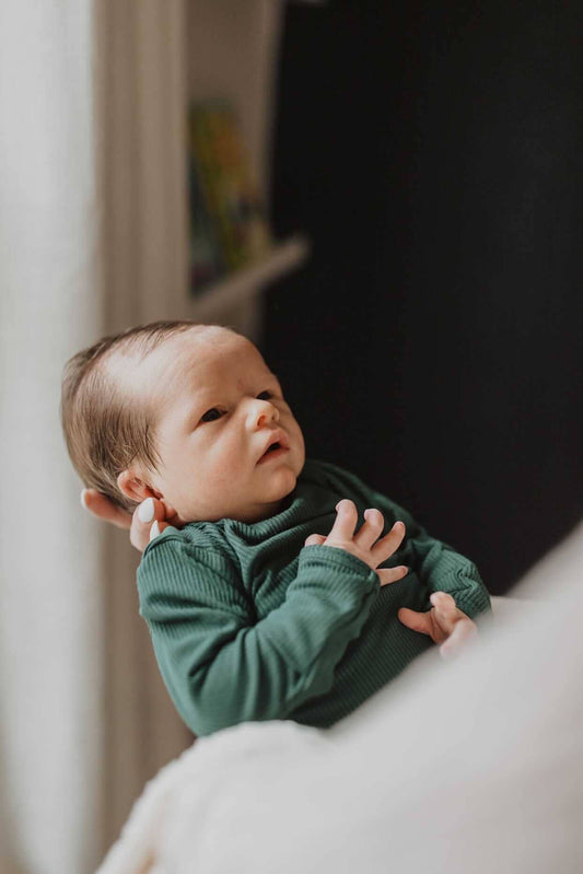 Forest Green Ribbed Knotted Newborn Gown