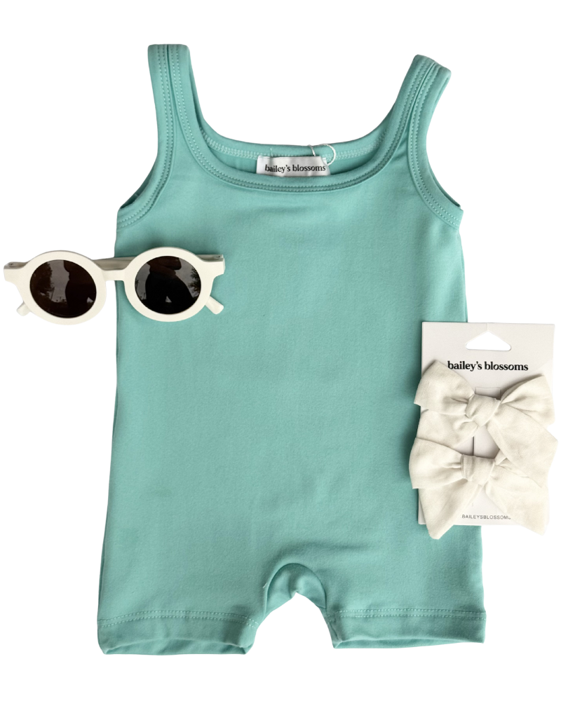 Piper Bikeshort Romper - Mint Mist