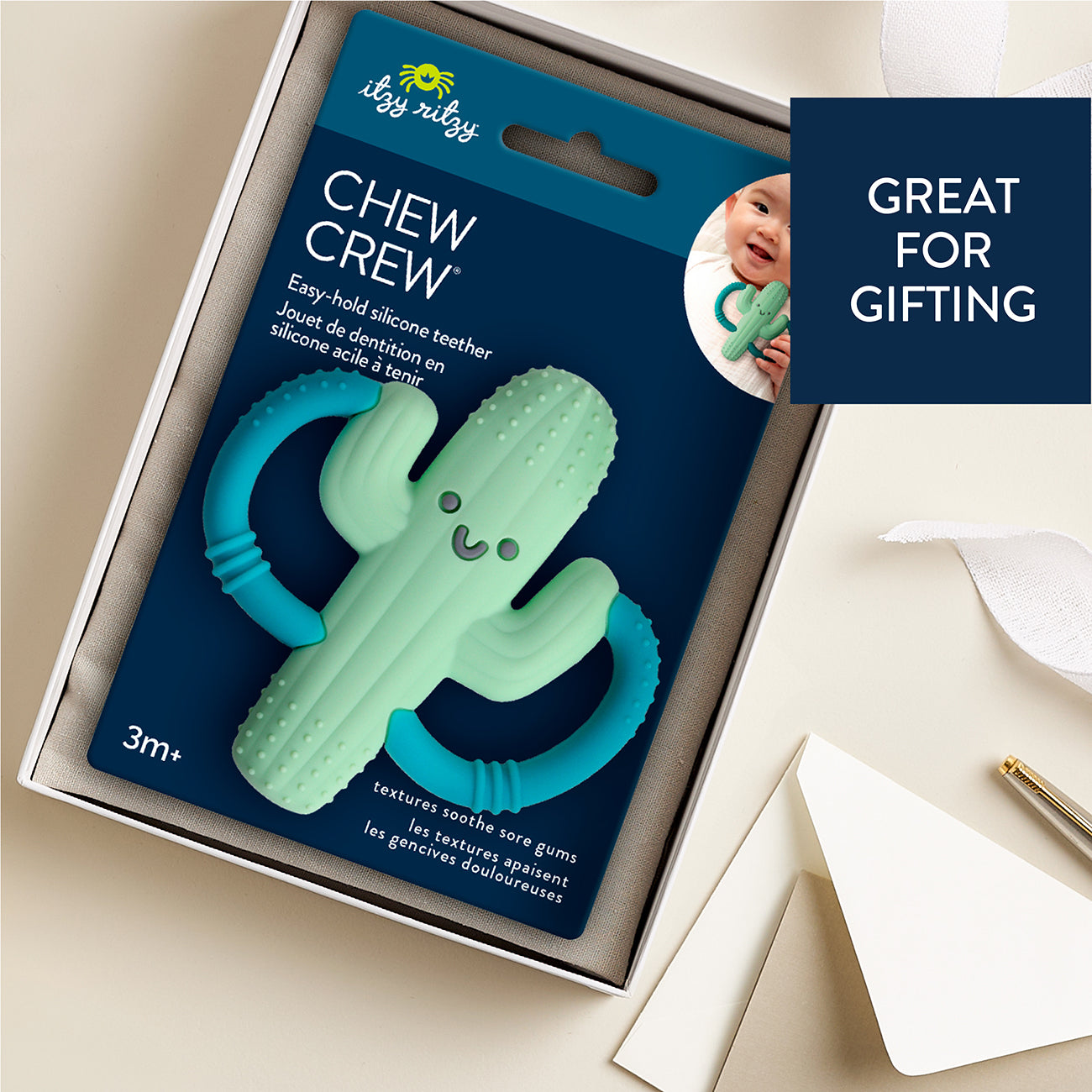 Chew Crew™ Silicone Handle Teether (Cooper the Cactus)