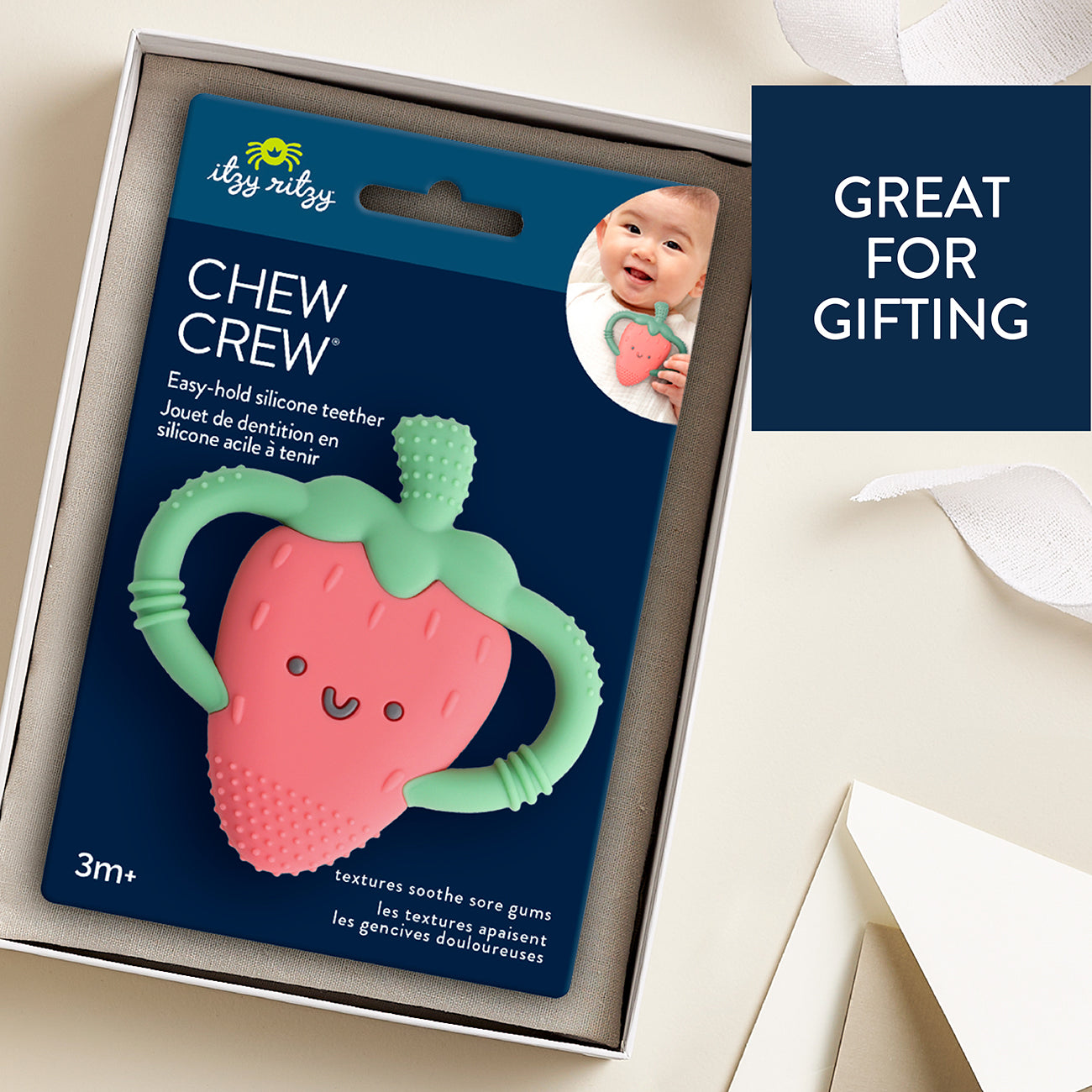 Chew Crew™ Silicone Handle Teether (Bonnie the Strawberry)