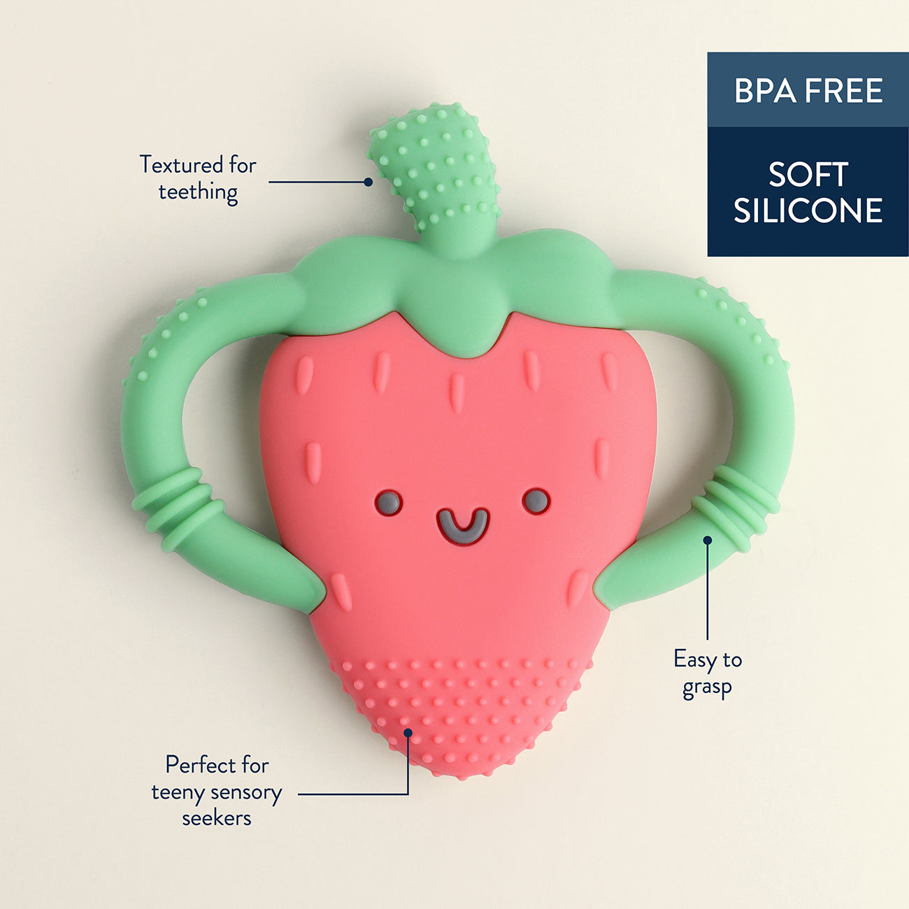 Chew Crew™ Silicone Handle Teether (Bonnie the Strawberry)