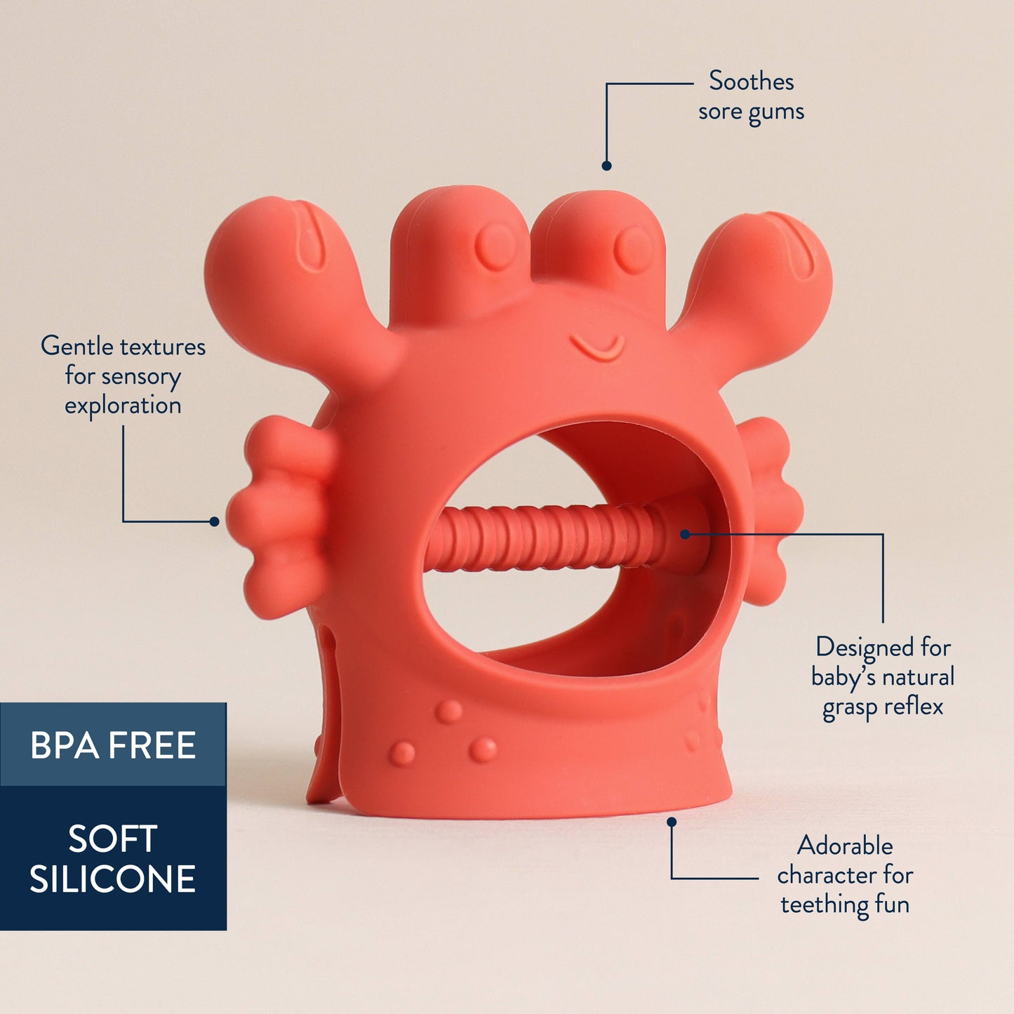 Bitzy Grip™ Silicone Teether (Crab)