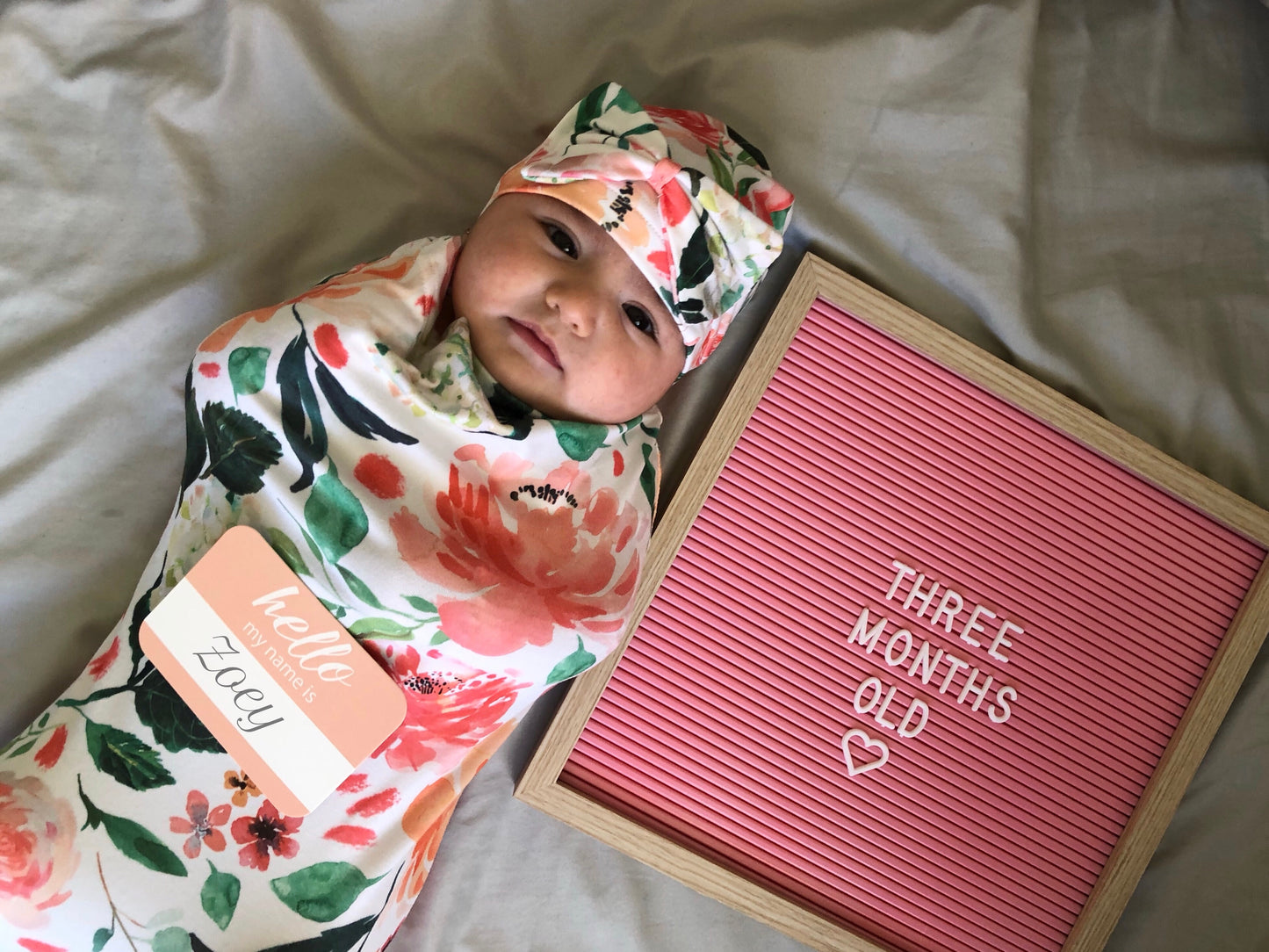 Cutie Cocoon™ - Baby Cocoon & Hat Set (Peach Floral)