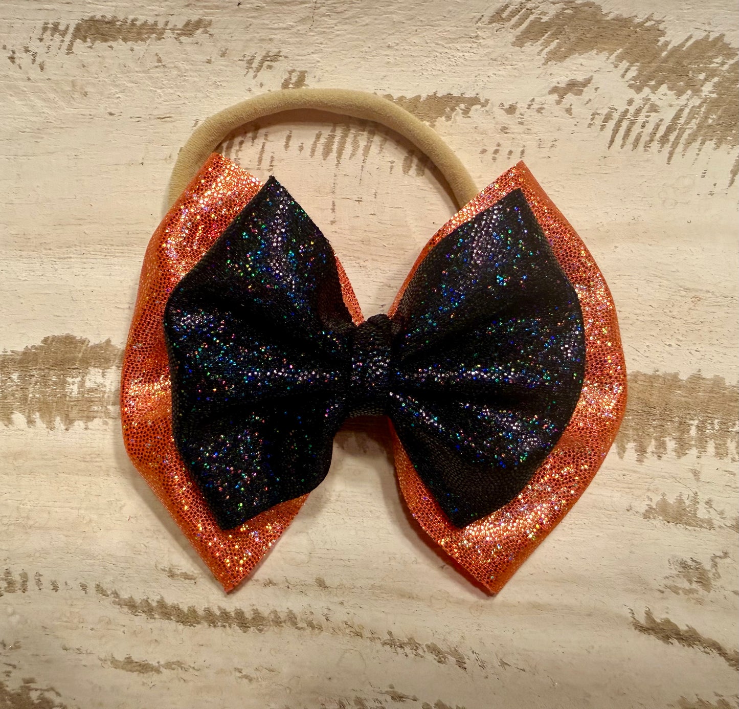 Classic Nylon Bow - Orange Holographic