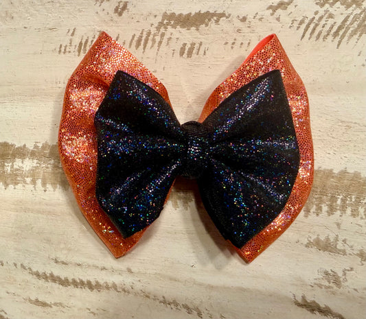 Classic Bow Alligator Clip - Orange Holographic