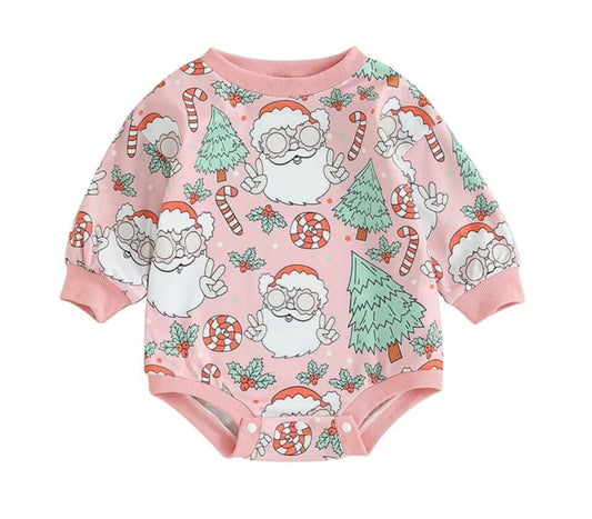 Pink Christmas Tree Bubble Romper